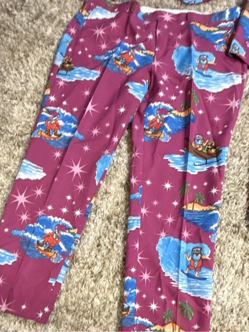 Men's Christmas Magenta Printed Suit 4 pc set- Bold Statement Set 48R or 4XL